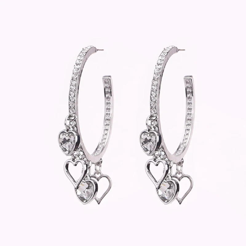 Bohemian Crystal Heart Clip Earrings Multicolor Bridal Jewelry