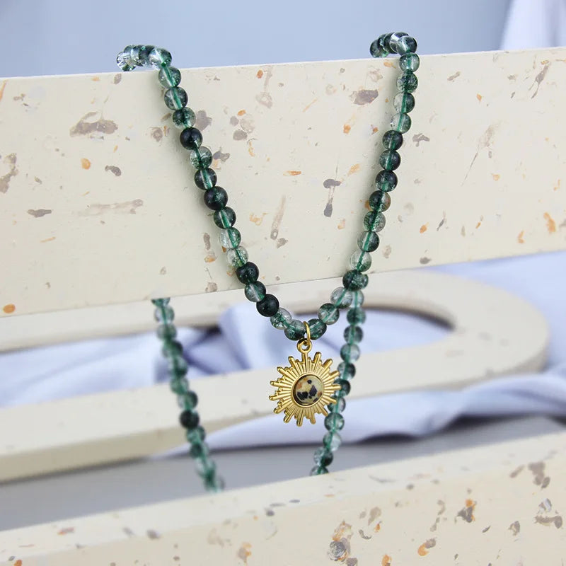 Bohemian Green Crystal Choker Pendant Necklace