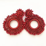Bohemian Red Crystal Earrings Round Line Statement Pendant Beach Oorbellen