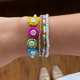 Boho Style LOVE Daisy Flower Bead Bracelet Multi-layer Pearl Jewelry Gift