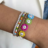 Boho Style LOVE Daisy Flower Bead Bracelet Multi-layer Pearl Jewelry Gift