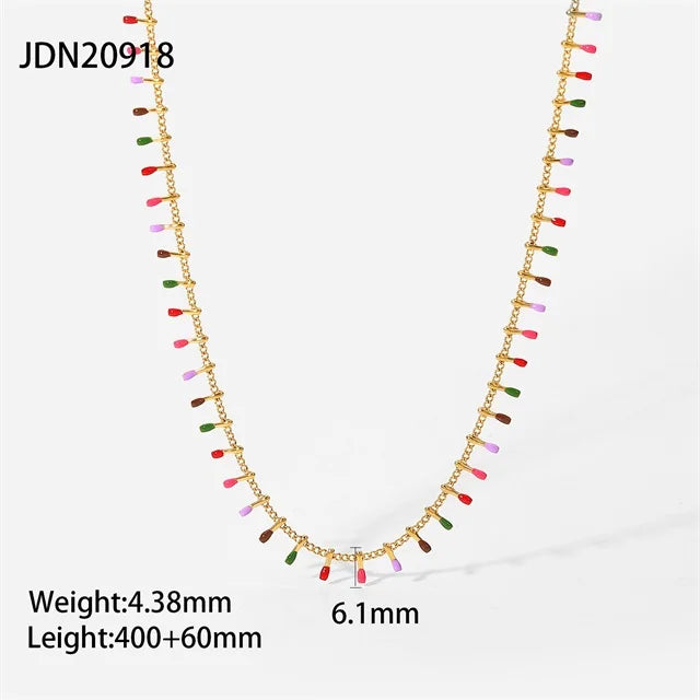 Bohemian Tassel Colorful Necklace Collares Stainless Steel Necklace