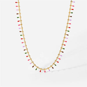Bohemian Tassel Colorful Necklace Collares Stainless Steel Necklace