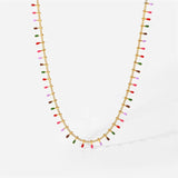 Bohemian Tassel Colorful Necklace Collares Stainless Steel Necklace