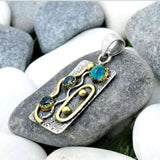 Boho Metal Pendant Necklace with Crystal Stone Inlay