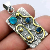 Boho Metal Pendant Necklace with Crystal Stone Inlay
