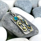 Boho Metal Pendant Necklace with Crystal Stone Inlay