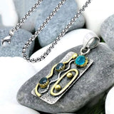 Boho Metal Pendant Necklace with Crystal Stone Inlay