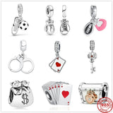 Boxing Playing Cards Dollars Handcuffs Treasure Chest Keys Charm Bead