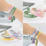 Adjustable Braided Rope Bracelet for Women with Letter Embroidery Tassel