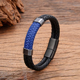 Braided Leather Men's Bracelet with Stainless Steel Buckle