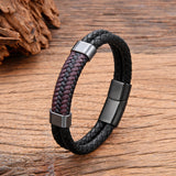 Braided Leather Men's Bracelet with Stainless Steel Buckle