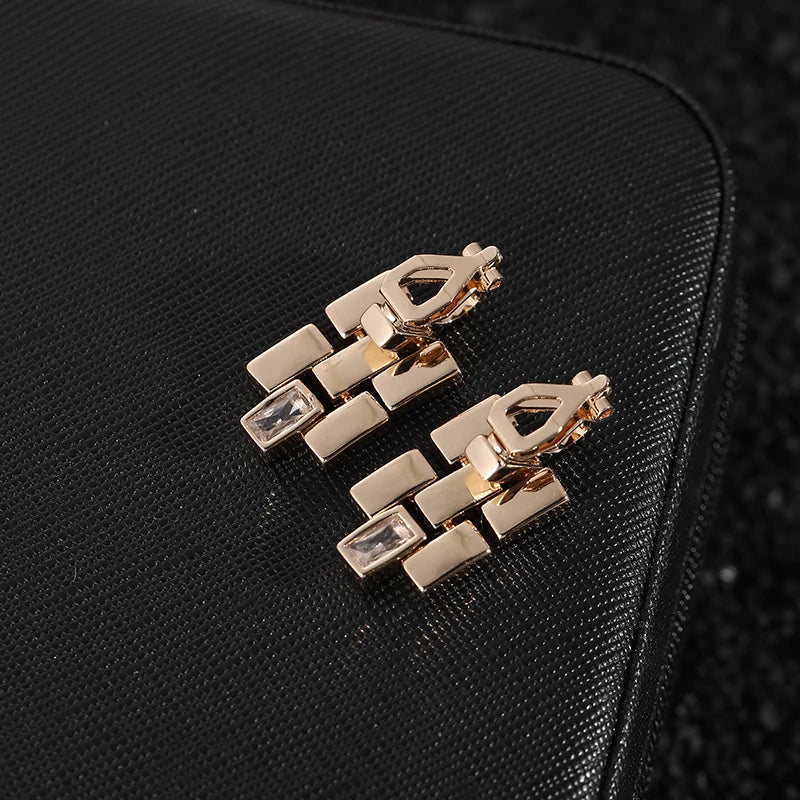 Zircon Metal Strap Clip Earrings Non Piercing Cold Wind Jewelry