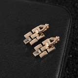 Zircon Metal Strap Clip Earrings Non Piercing Cold Wind Jewelry