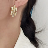 Zircon Metal Strap Clip Earrings Non Piercing Cold Wind Jewelry