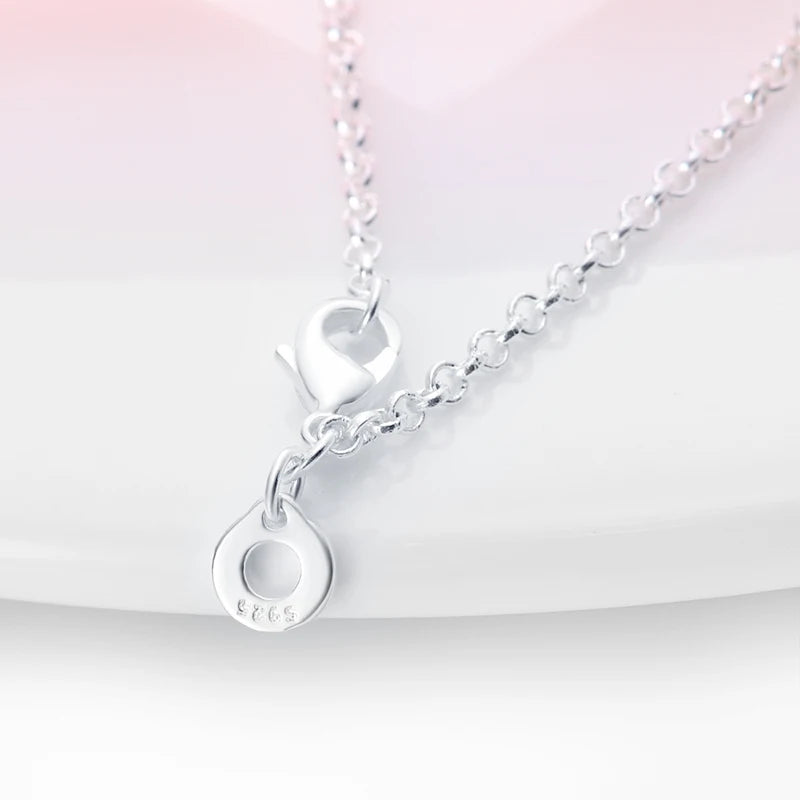Silver Sapphire Necklace Pendant Charm Beads Women Party Fine DIY