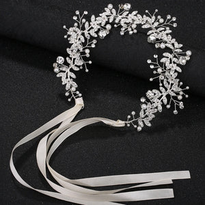 Bride Headband Rhinestone Pearl Wedding Hair Band Decor