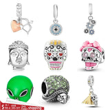 Buddha Mummy Pyramid Gear Silver 925 Bracelet Necklace DIY Jewelry