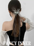 Green Rhinestone Butterfly Hairpin with Tassel