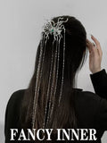 Green Rhinestone Butterfly Hairpin with Tassel