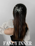 Green Rhinestone Butterfly Hairpin with Tassel