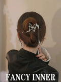 Butterfly Hairpin Hair Clip Rhinestone Enamel Tassel Twist Clip Headwear