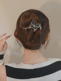 Butterfly Hairpin Hair Clip Rhinestone Enamel Tassel Twist Clip Headwear