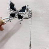 Butterfly Hairpin Hair Clip Rhinestone Enamel Tassel Twist Clip Headwear