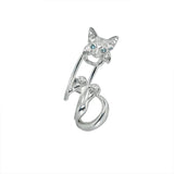 Cat Ear Clip Earring Rhinestone Zircon Carving Punk Earrings