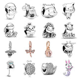 925 Sterling Silver Animal Dangle Beads Fit Bracelet Snake Chain Women Gift