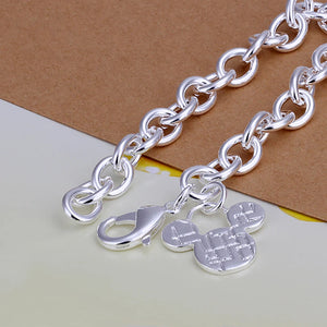 925 Silver Mickey Chain Bracelet Women Lady Gift