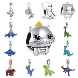 925 Silver Dino Shark Polar Bear Dangle Bracelet Beaded Women Gift