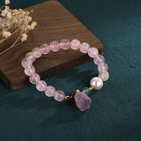Charm Bracelet Pink Crystal Beads Purple Natural Stone