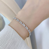 925 Silver Diamond Leaf Bracelet - Anniversary Gift
