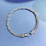 925 Silver Diamond Leaf Bracelet - Anniversary Gift