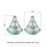 Emerald Ruby Sapphire Skirt Drop Earrings Lab Diamond Fine Jewelry