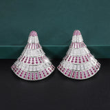 Emerald Ruby Sapphire Skirt Drop Earrings Lab Diamond Fine Jewelry