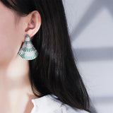 Emerald Ruby Sapphire Skirt Drop Earrings Lab Diamond Fine Jewelry