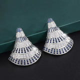 Emerald Ruby Sapphire Skirt Drop Earrings Lab Diamond Fine Jewelry