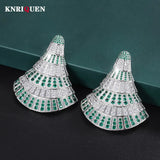 Emerald Ruby Sapphire Skirt Drop Earrings Lab Diamond Fine Jewelry