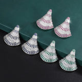 Emerald Ruby Sapphire Skirt Drop Earrings Lab Diamond Fine Jewelry