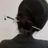 Chinese Punk Ruby Pendant Sword Hairpin Modern Headdress