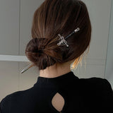 Chinese Punk Ruby Pendant Sword Hairpin Modern Headdress Hair Jewelry