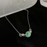Chinese Style Jade Pendant Necklace Dragon Element Charm Kolye