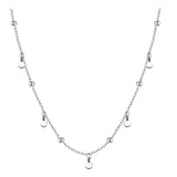 925 Silver Choker Necklace Geometric Round Chain Jewelry