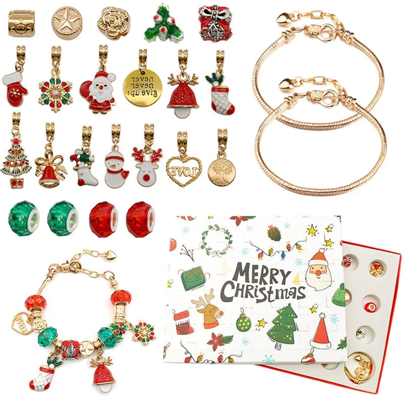 Christmas Advent Calendar Bracelet DIY Charm Jewelry Set
