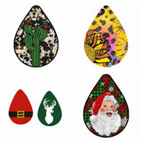 Christmas Grinch Earrings Leopard Print Faux Leather Women Mini