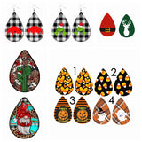 Christmas Grinch Earrings Leopard Print Faux Leather Women Mini