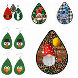 Christmas Grinch Earrings Leopard Print Faux Leather Women Mini