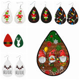 Christmas Grinch Earrings Leopard Print Faux Leather Women Mini